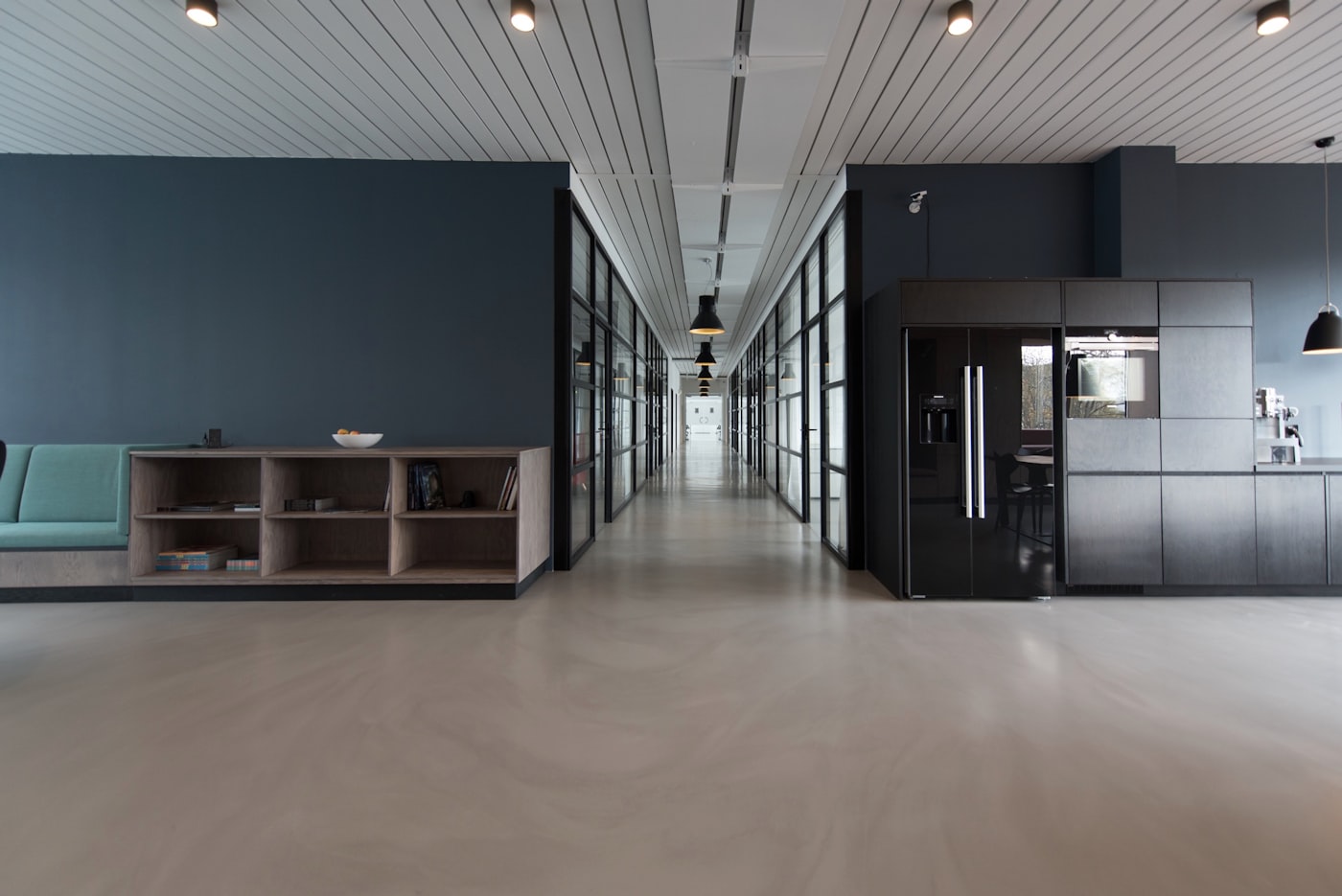 Bright office lounge area